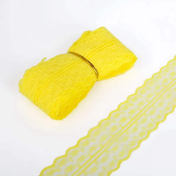 Yellow 5 ярдов/партия, кружевная лента, 20 мм, сделай сам, вышитая сетка, кружевная отделка для свадебного украшения, подарочная упаковка, сделай сам, швейная юбка, аксессуары - Цвет: Yellow