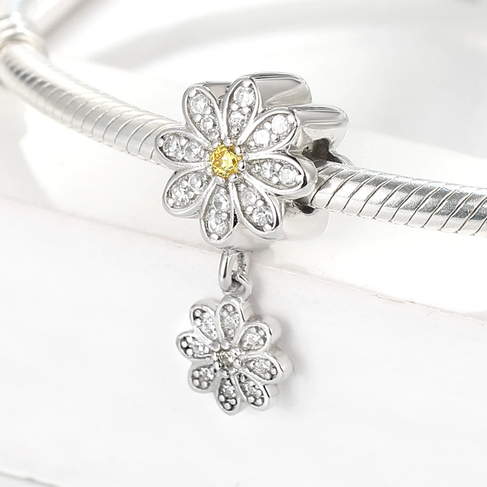 Шаг вперед кубического циркония 925 стерлингового серебра цветок серьги кулон