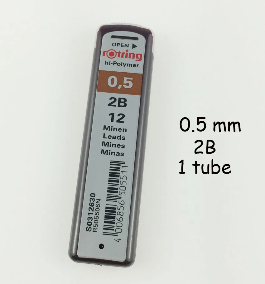 Rotring 2B HB B 0,5/0,7/0,9/1,0 мм механические карандаши для заправки зажигалок автоматически стержни для карандаша карандашные грифели для рисования - Цвет: 05 2B 1 tube