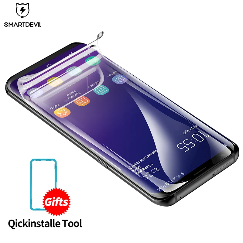 Изогнутая Гидрогелевая пленка SmartDevil с полным покрытием для Samsung Galaxy S9 Plus легкая