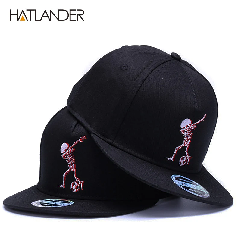 HATLANDER 5 панелей Хлопковые бейсболки бренд вышивка череп Хип-хоп кепки крутые Регулируемые спортивные шапки забавные черные бейсболки