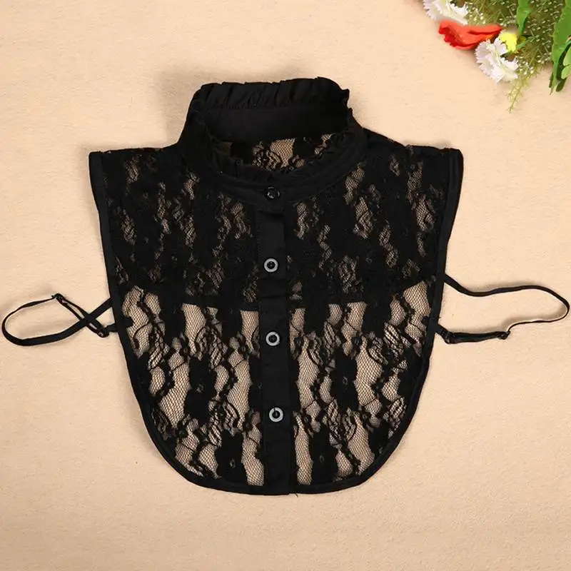 style 3 black Модные кружевные однотонные рубашки с имитацией воротника Женская одежда рубашка с воротником Блузка для девочек - Color: style 3 black