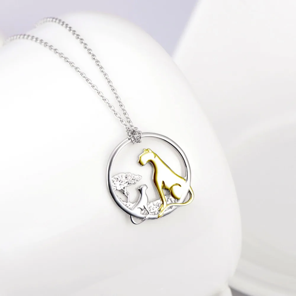 Ожерелье из стерлингового серебра 925 пробы ожерелья-подвески с леопардовым