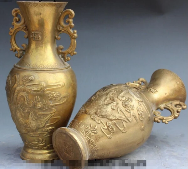 SUIRONG1129 + 9 &quotКитайский дракон феникс птица играть шарик цветок бутылка ваза пара -