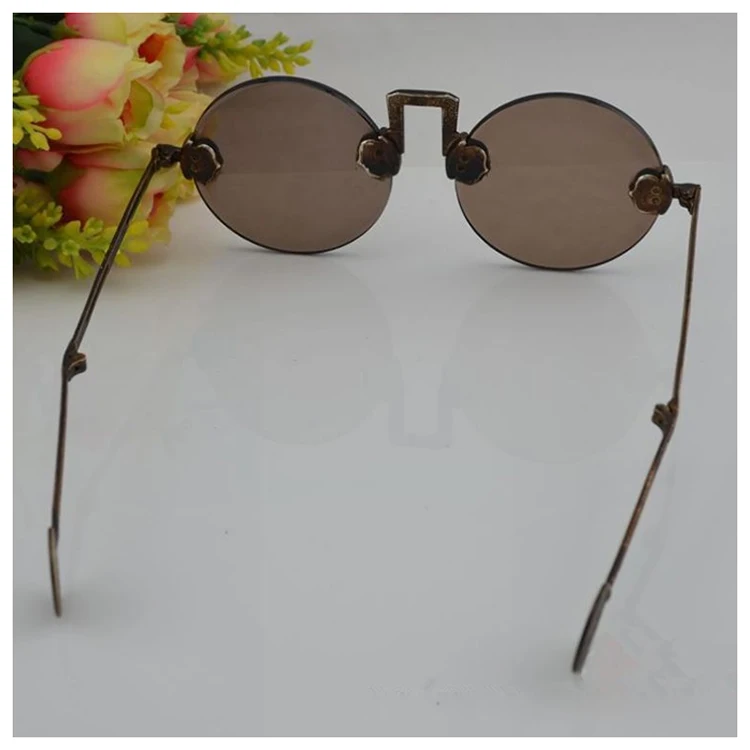 

Old Shanghai Republic natural crystal glasses pure copper frame sunglasses