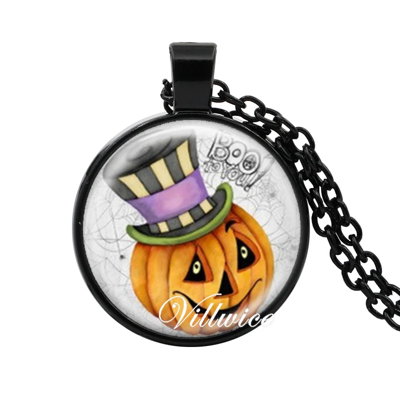 Halloween Jewelry Black Glass Tile Pumpkin Necklace Holiday Gifts Bronze Collares For Women Gift | Украшения и аксессуары