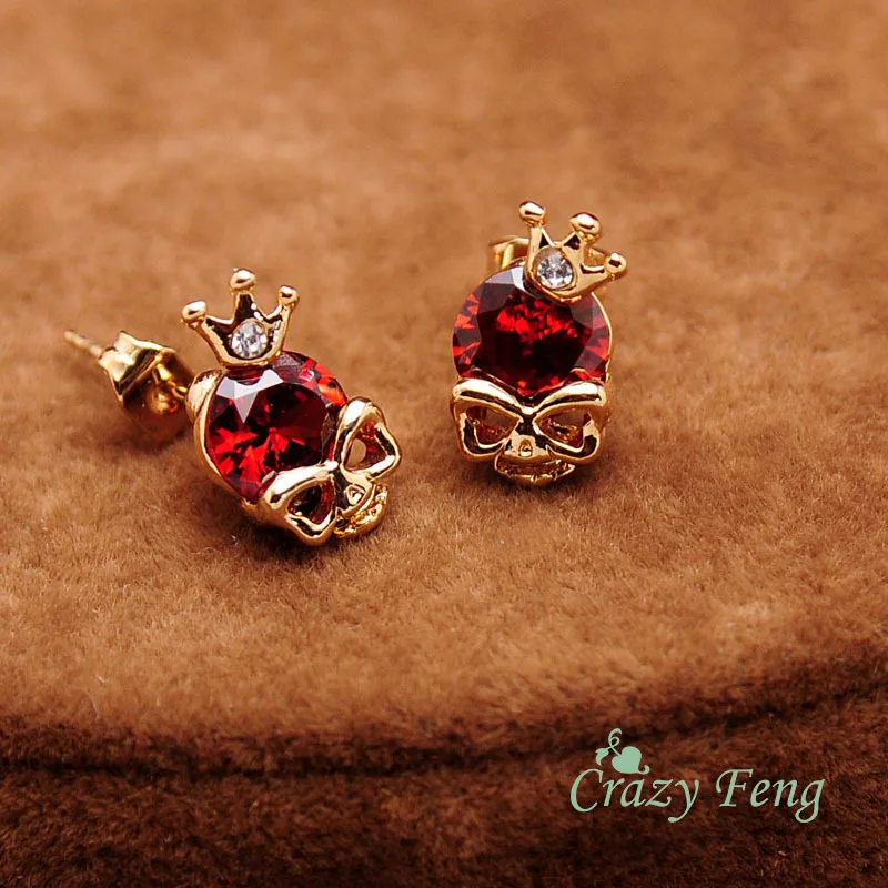 Бесплатная доставка модные женские часы желтое золото-цвет 3 вида цветов CZ Череп