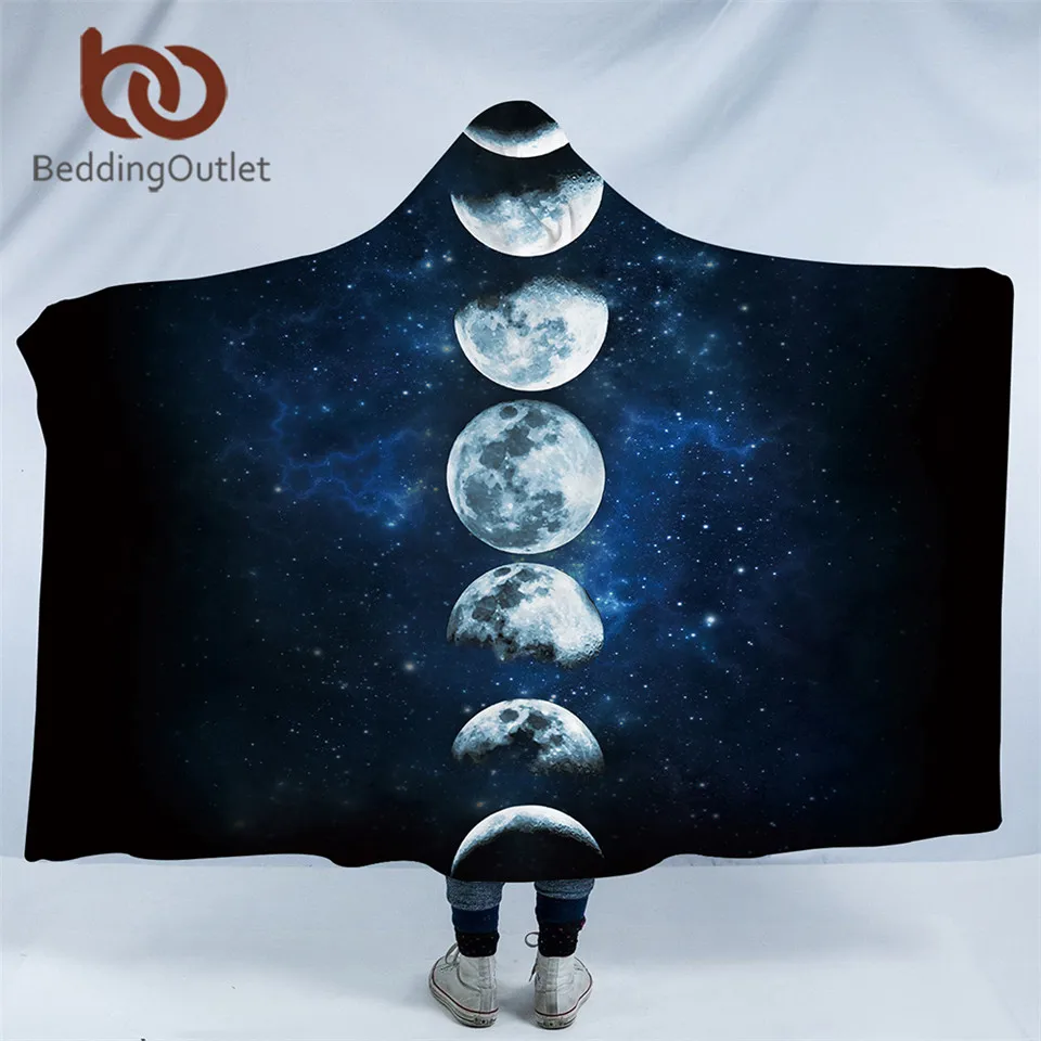 BeddingOutlet одеяло с капюшоном Moon Eclipse для взрослых из Микрофибры Шерпа флис