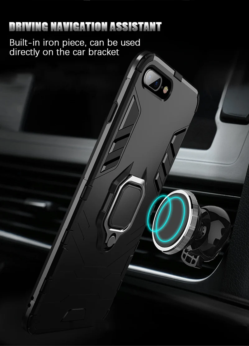 4 In 1 Shockproof Luxury Armor Case for IPhone X XR XS Max 8 7 6 6s Plus 5 5S SE with Car Magnetic Finger Ring Holder Coque |