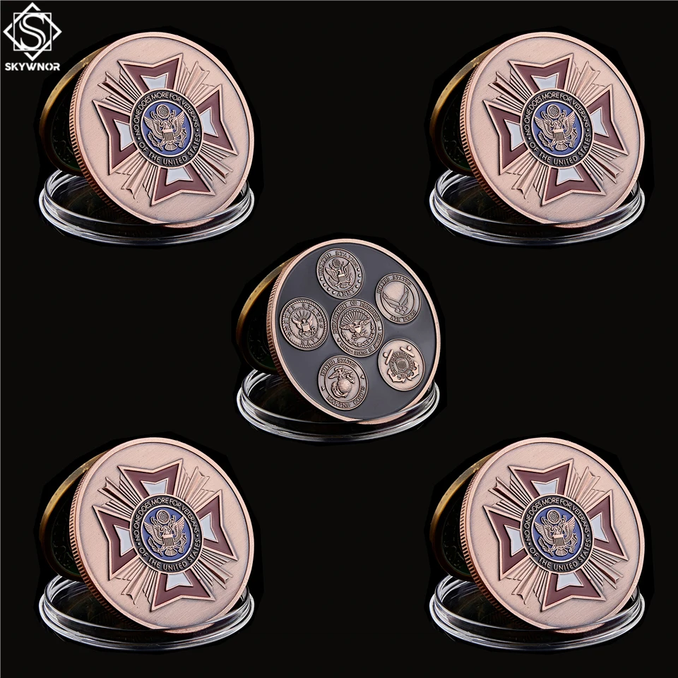 

5PCS USA Military Army Navy USMC USAF USCG Department of Defense Serving Around The World With Pride Coin Collectibles