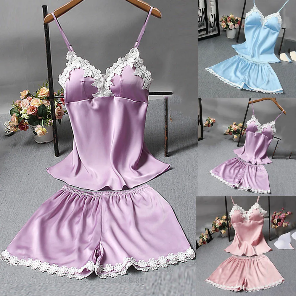 Лидер продаж 2 шт. кружевное белье летняя женская ночная рубашка ночное комплект