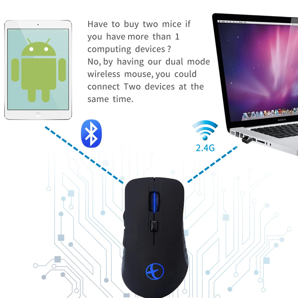 GUHO перезаряжаемые Bluetooth мышь 2 4 0 г Двойной режим беспроводной игровой Mause Inalambrico