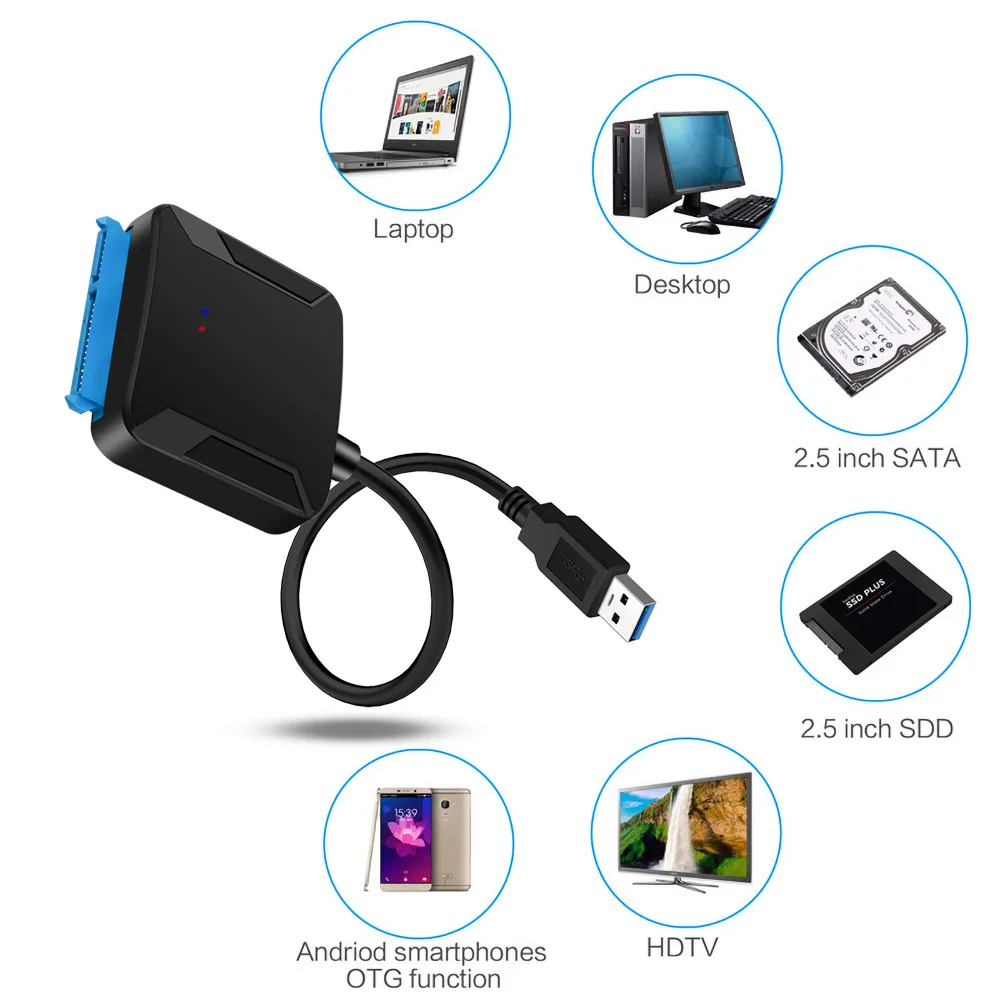 KEBIDU 22 контактный SATA USB 3 0 кабель адаптер конвертер 2 5 к для дюймового жесткого