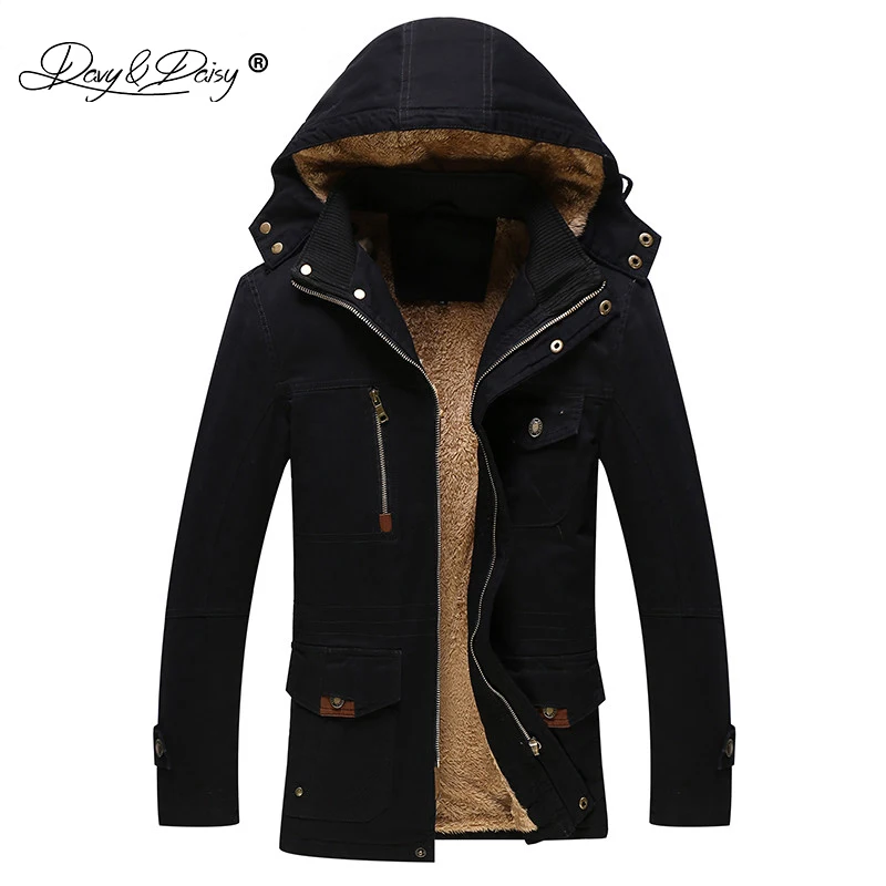 Мужская куртка с капюшоном DAVYDAISY однотонная теплая облегающая на зиму JK021|men
