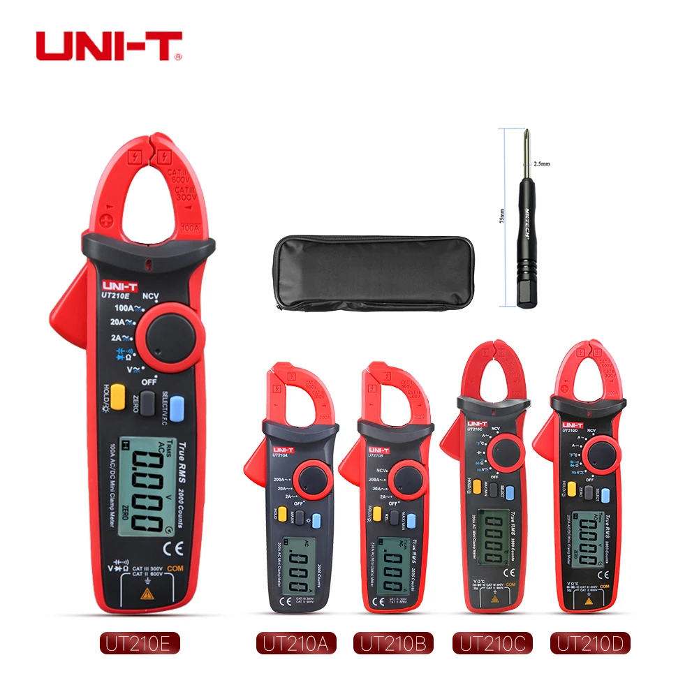 UNI T Цифровой мультиметр зажим UT210E UT210D UT210C UT210B UT210A MINI True RMS Автоматический диапазон