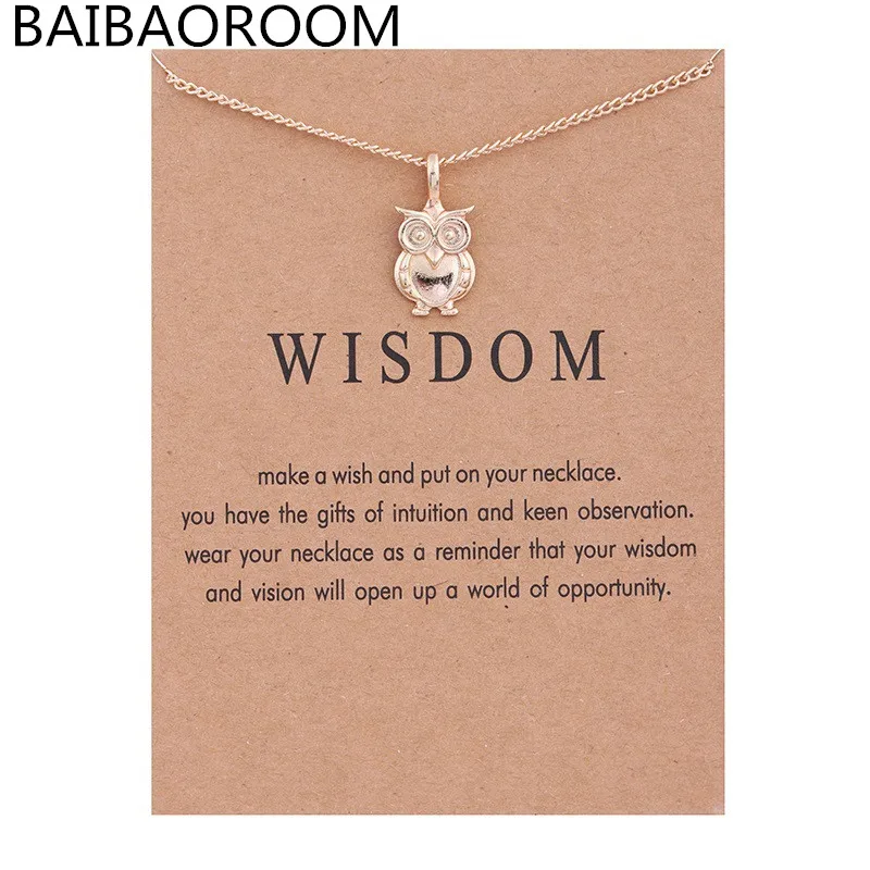 Новый Золотой цвет мудрость сова сплав многослойное украшение на шею в кости