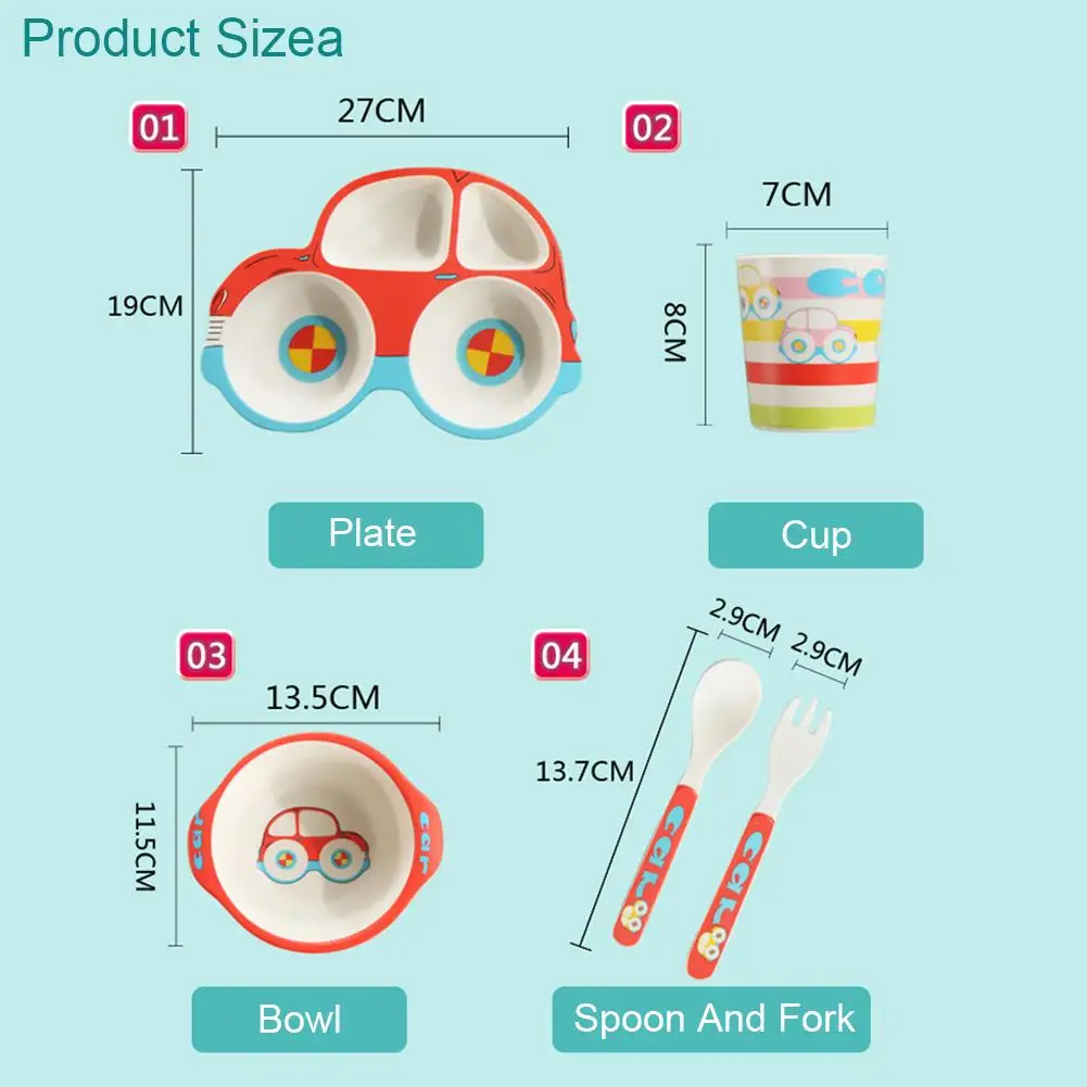 Набор детской посуды из бамбукового волокна 5 шт. детская миска для риса ложка