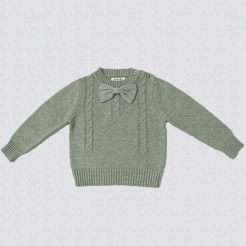 Winter Autumn Children Bow Sweater Warm Girls Sweaters Kids Knitted Pullovers Clothes Infantis Solid Clothing | Детская одежда и