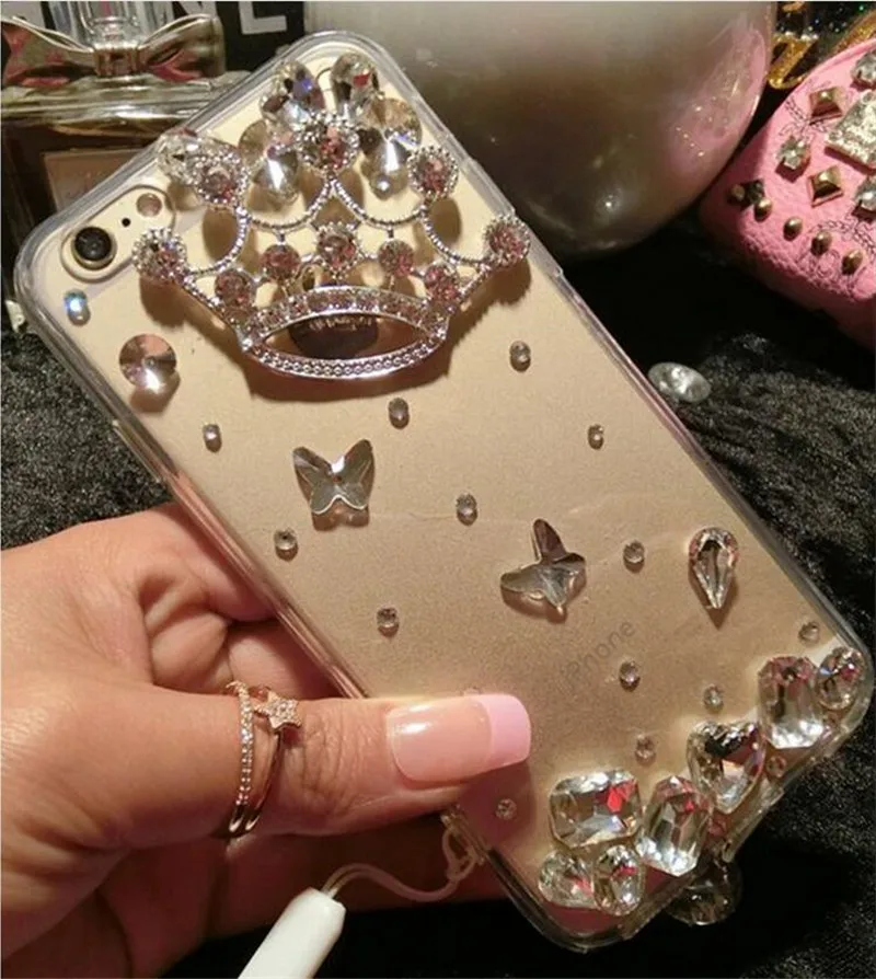 Роскошный модный блестящий чехол Стразы с бабочкой из мягкого ТПУ для телефона