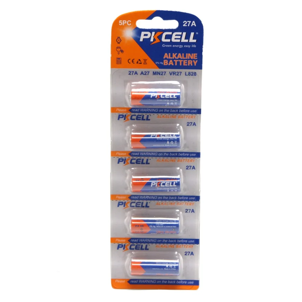 Pkcell 20 шт. 27A/MN27/GP27A/L828/A27 12 В щелочные батареи для дистанционного управления дверным