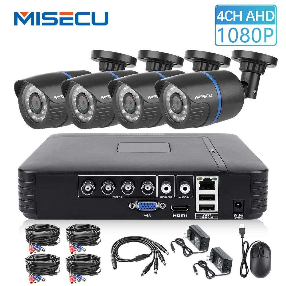 MISECU 4CH 5 в 1 DVR AHD система видеонаблюдения 720P 1080P AHD камера наружная Водонепроницаемая домашняя система видеонаблюдения HDD