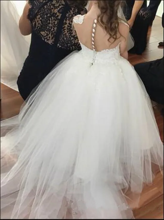 Cute Princess Dress Sheer Neck Sleeveless Flower Girl For Wedding Custom Made Longo Kids First Communion | Детская одежда и обувь