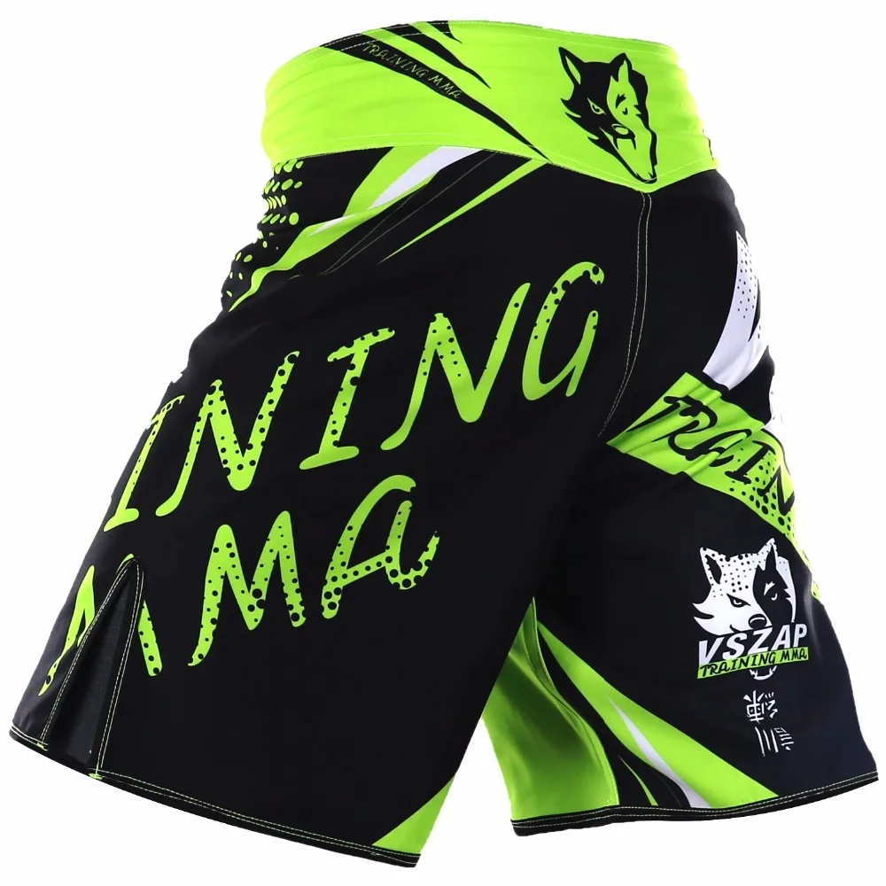 Мужские короткие боксерские шорты VSZAP зеленые для ММА GreenMuay Thai с принтом борьба