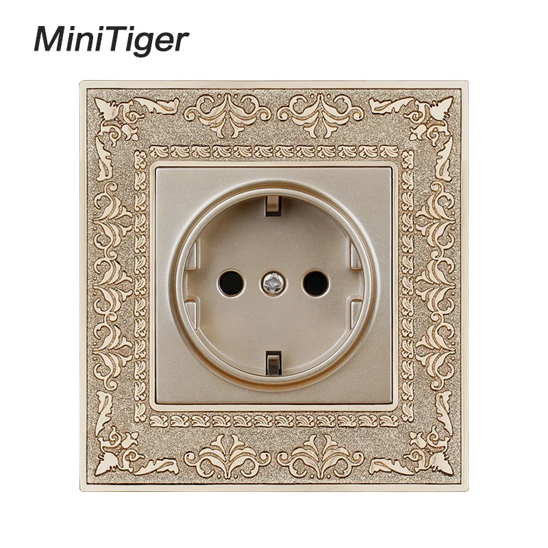 Электрическая розетка Minitiger 16A EU/RU 4D тиснение ретро панель из цинкового сплава