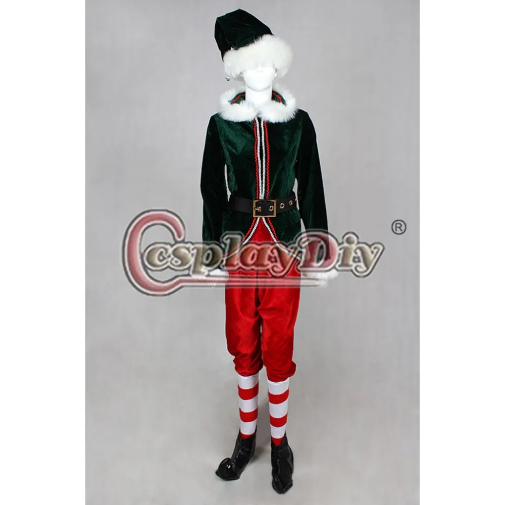 

Custom Made Adult Deluxe Red and Green Christmas Elf Costume Halloween Costume D1119