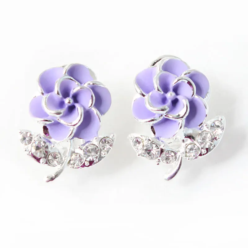 Серьги гвоздики F & U для девочек в виде свежего мороженого цветка с кристаллами и