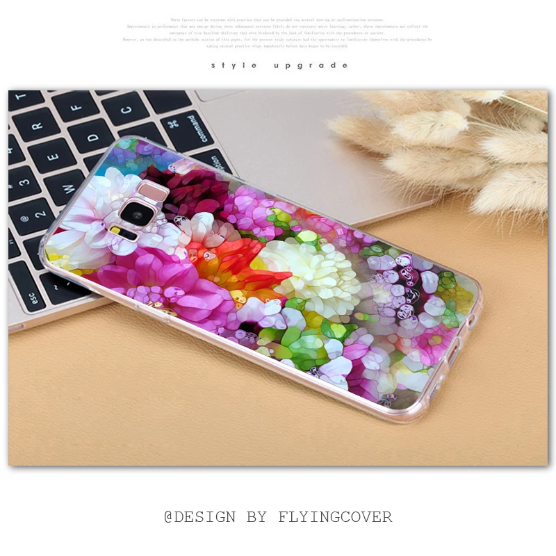 Capa Dahlia чехлы с цветами для samsung Galaxy S9 S8 Plus S6 S7 Edge Note 8 5 4 3 S3 S4 S5 Чехол прозрачный