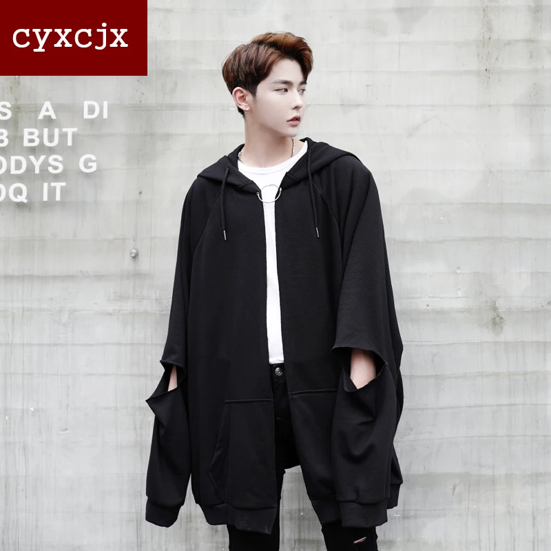 Осень 2017 г. человек одежда черный Толстовка личности свободно толстовка длинные