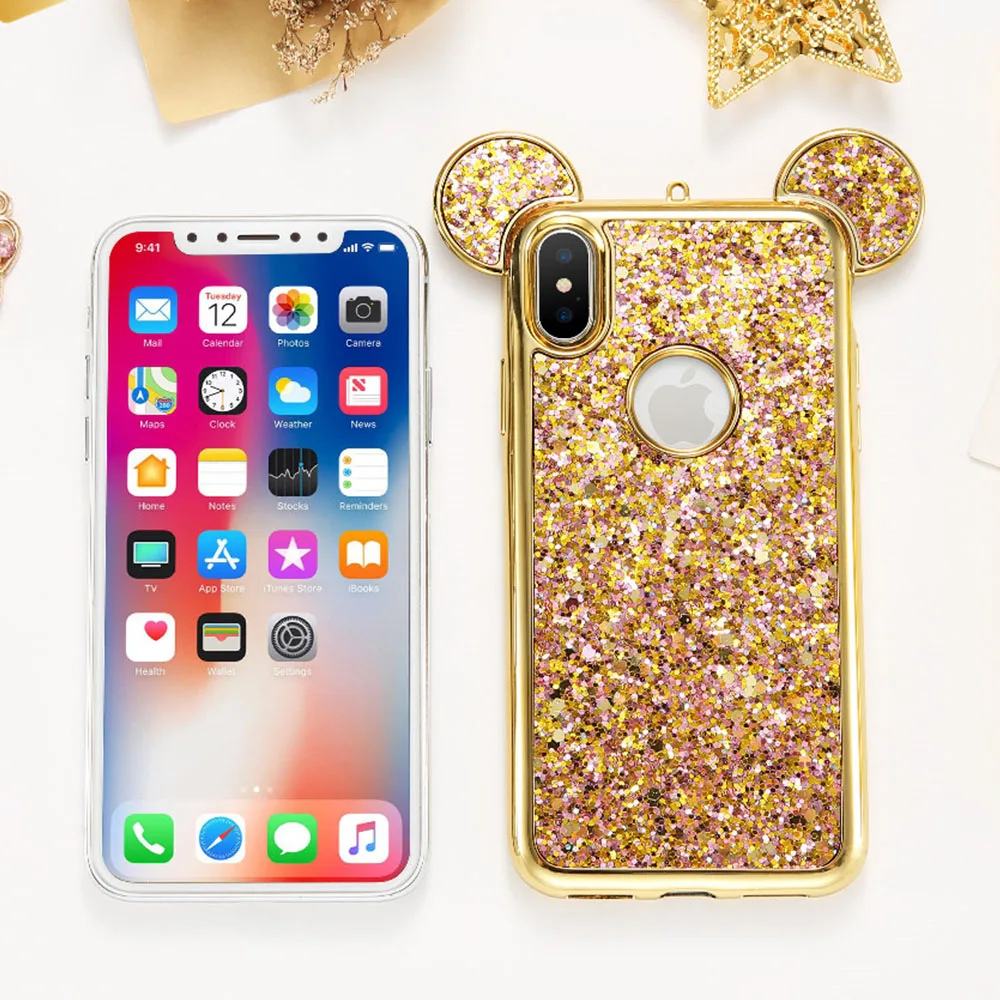 Чехол KISSCASE с блестящими пайетками для iPhone X 10 милый роскошный блестящий чехол