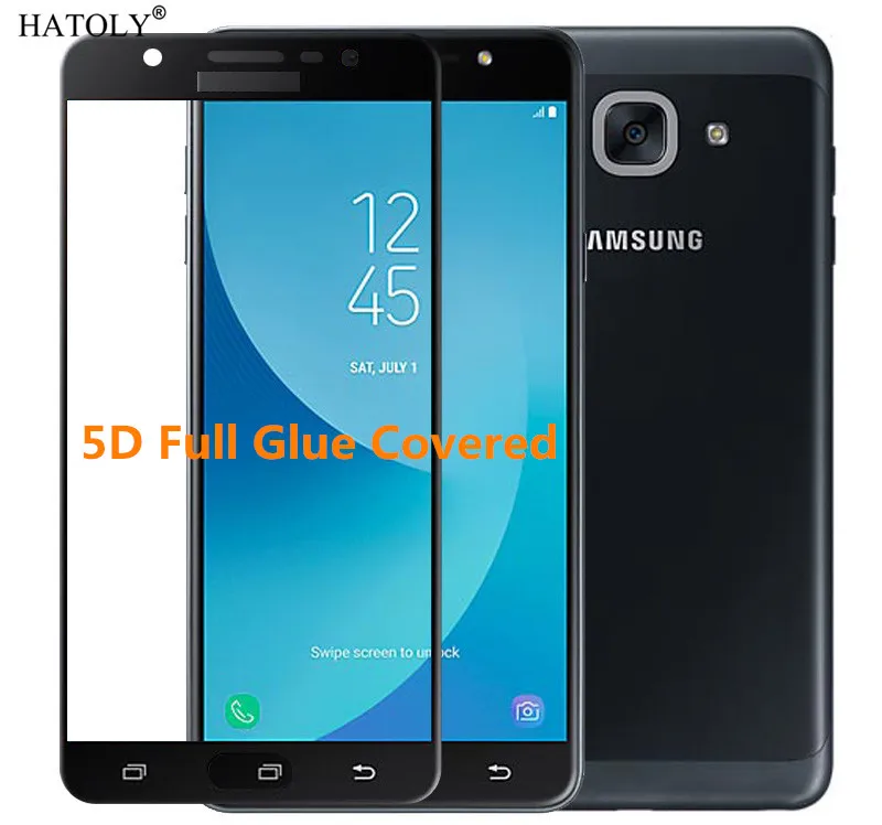 Закаленное стекло Hatoly 5D для Samsung Galaxy J7 Max полное клеевое покрытие с изогнутыми