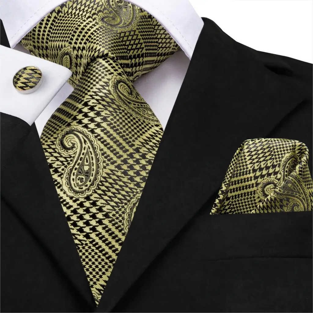 Hi-Tie 100% шелковый галстук с пейсли высокого качества модный клетчатый для мужчин
