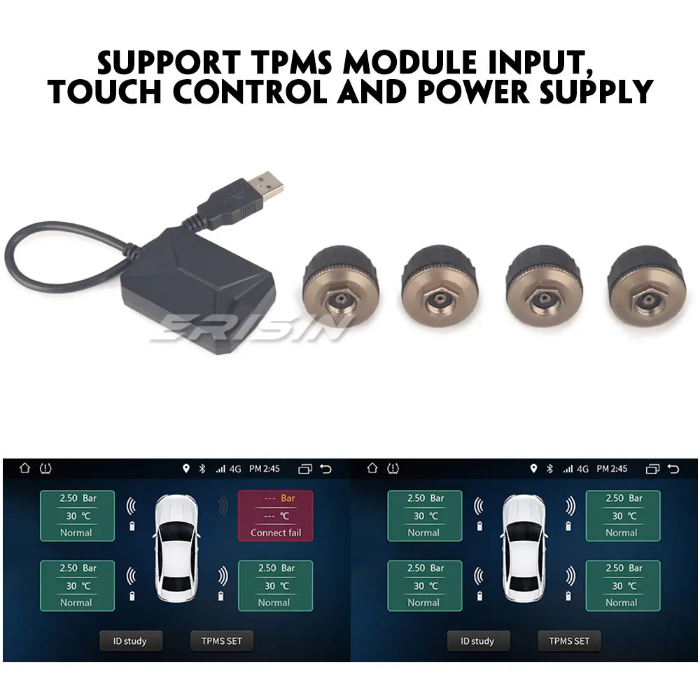 Erisin ES7496B 9 &quotHD Android 8 0 Octa core 4G Оперативная память автомобильный DVD OBD DAB + gps Sat для
