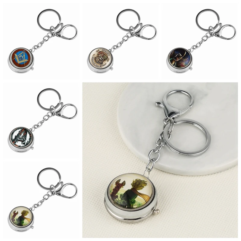 

Keychain Watch Clock The Little Prince G Masonic Theme Quartz Hanging Watch Charms Key Chains Jewelry Bag Key Holder Gift