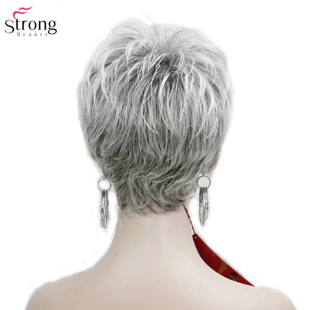 StrongBeauty женский парик короткий прямой стрижка Пикси натуральный Хай синтетический монолитный парик Серый/Красный