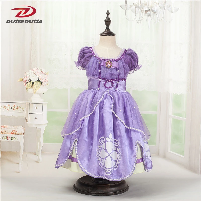 2018 Girls Summer Dresses Princess Sofia Cosplay Costume Children Christmas Kids Birthday Party Purple Fantasy Clothes | Детская одежда