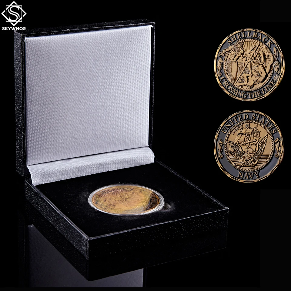 Американский флот Shellback Пересечение линии США ВЫЗОВ Коллекционная монета