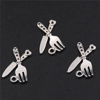 8pcs silver plated knife fork charm retro necklace earrings pendants diy metal jewelry handicraft making 2113mm a338
