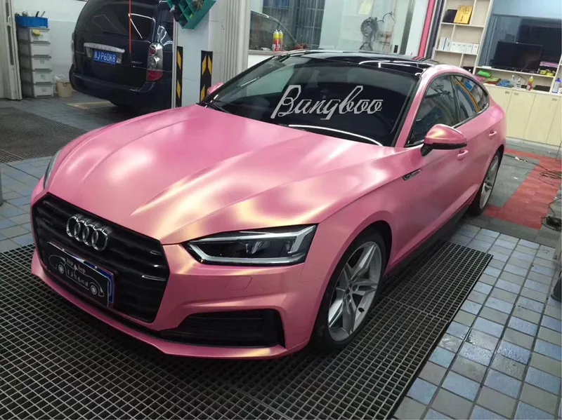 Hot Sale Colored 1.52*18M Premium Satin Diamond Gold Pink Vinyl Film With Air Bubble Free |