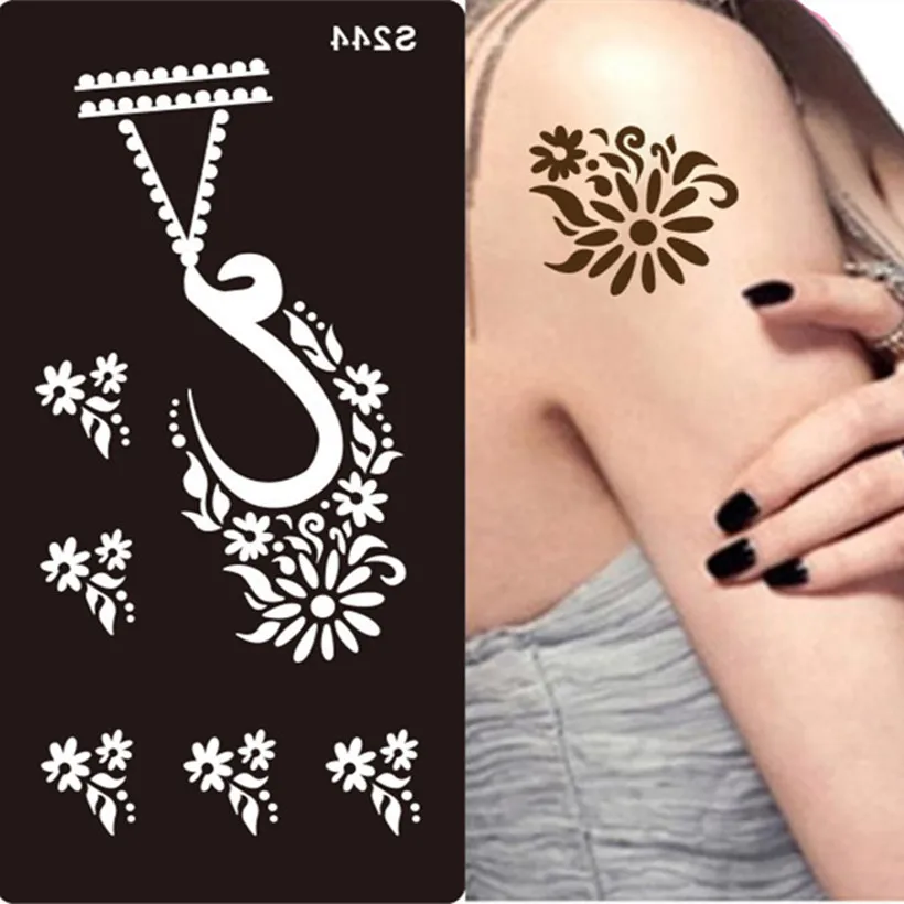 10 шт. цветок временная татуировка трафареты шаблон Mehndi хна Искусство Аэрограф