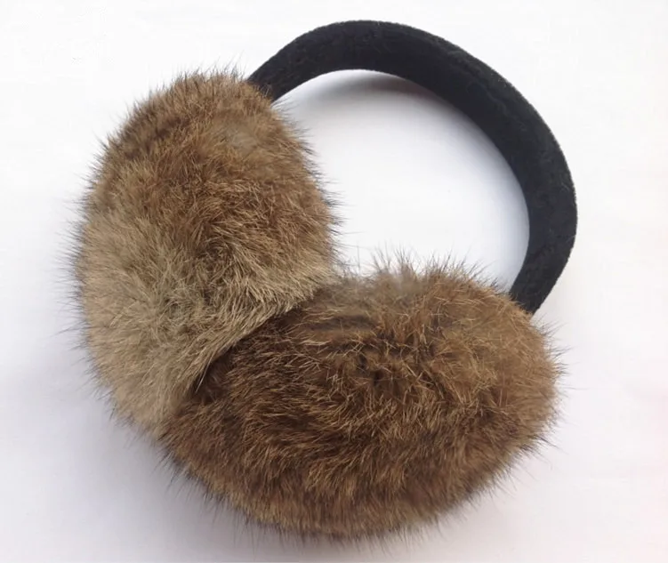 

Women ear muffs autumn winter genuine rabbit fur black gray white brown female ear warmer unadjustable earmuff M201