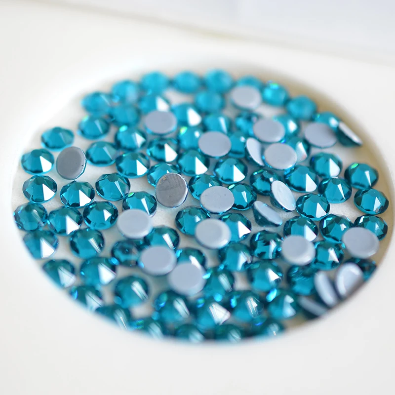 

16 Cut Crystal Rhinestones hot back SS16 SS20 Blue Zircon Iron On Stones Hotfix Rhinestones