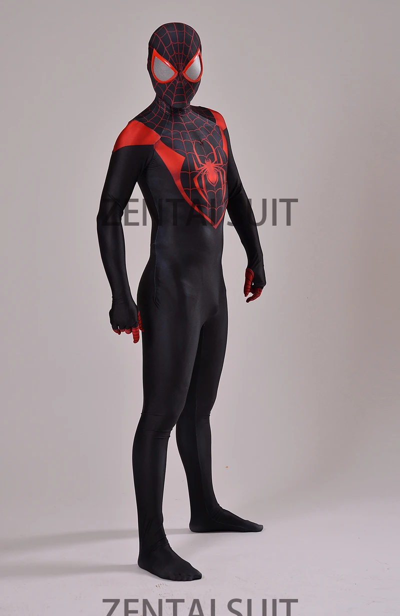 Костюм Человека паука Ultimate Miles Morales костюм из спандекса и лайкры с 3D принтом для