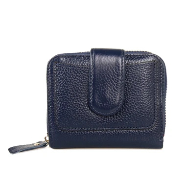 dark blue Женские кошельки в западном стиле, на молнии и застежке, из коровьей кожи, снаружи+ из искусственной кожи, внутри, Женский кошелек, большая вместительность, Billetera - Цвет: dark blue