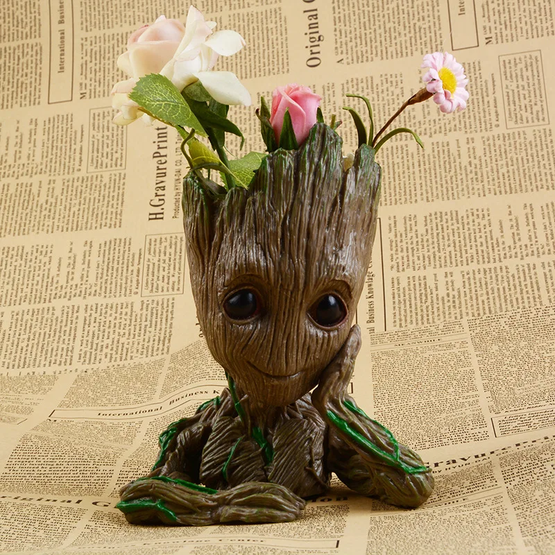 Guardians of The Galaxy Flowerpot Baby Action Figures Cute Model Toy Pen Pot Best Christmas Gifts For Kids Home Decoration 16cm | Игрушки и