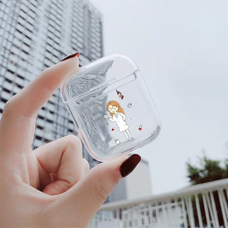 Прозрачный чехол для наушников с милым мультипликационным принтом s Apple Airpods