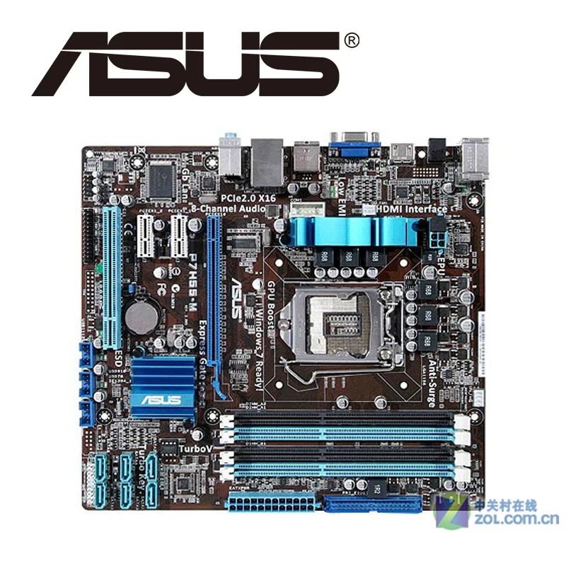 Настольная материнская плата Asus P7H55 M H55 Socket LGA 1156 i3 i5 i7 DDR3 16 гб ATX UEFI BIOS оригинальная